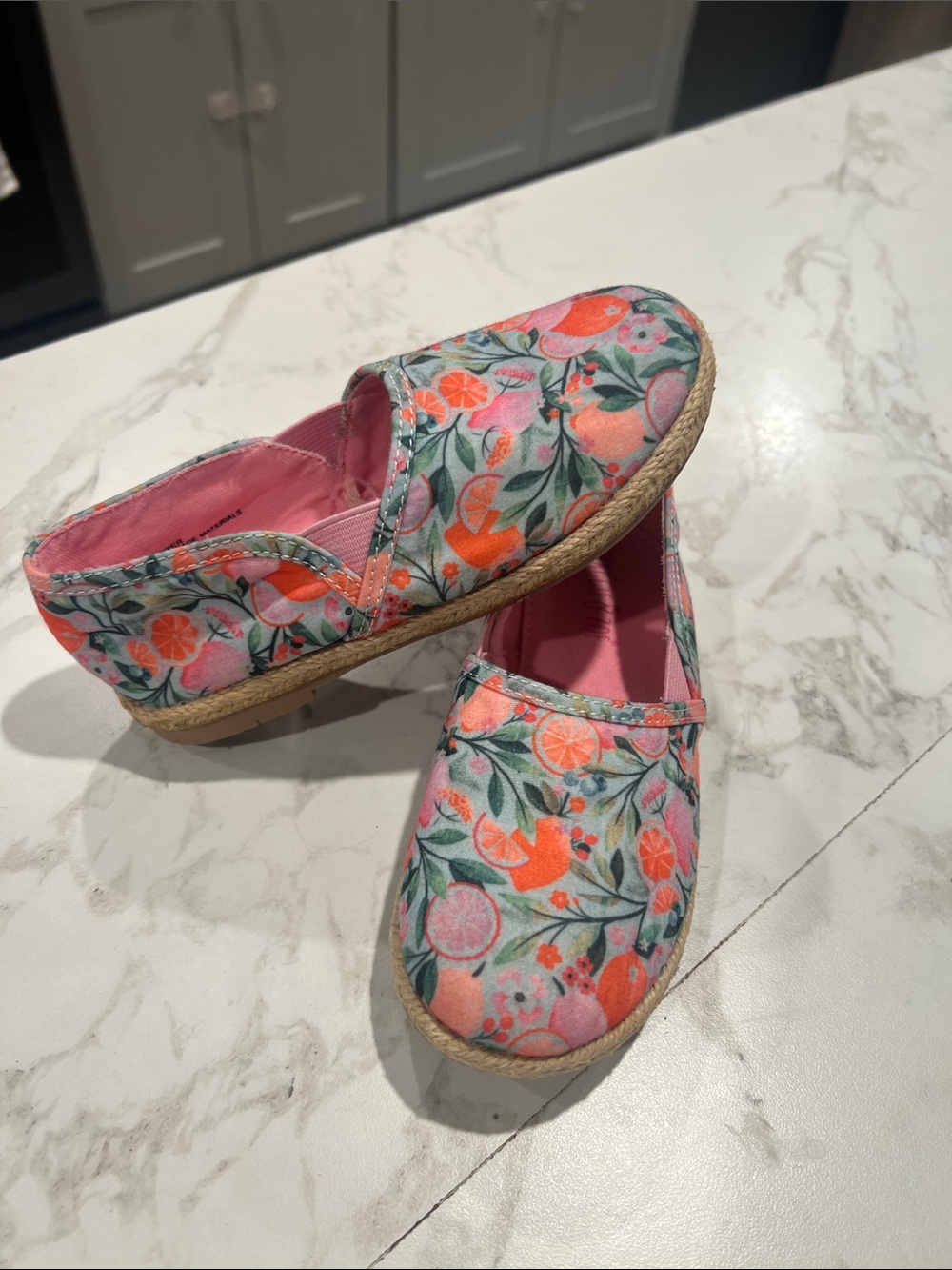 Maggie & Zoe Pink and Orange Floral Espadrille Slip-Ons